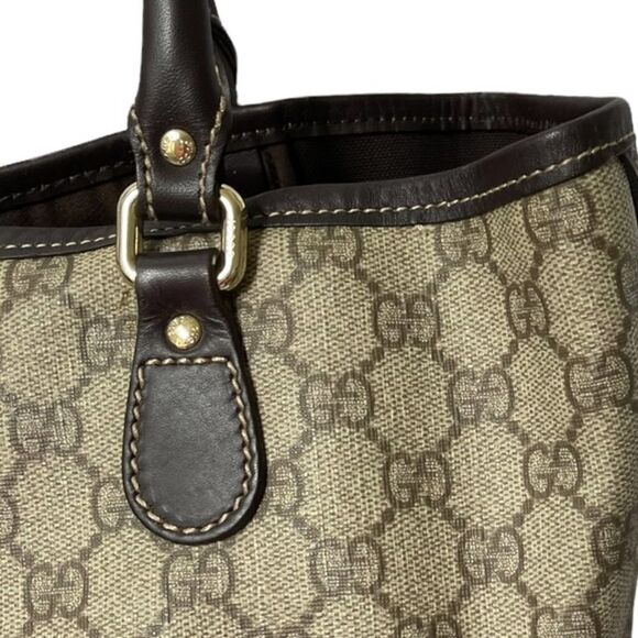 Gucci Supreme Joy Web Tote Purse Handbag Shoulder Bag Brown Logo - Picture 13 of 13